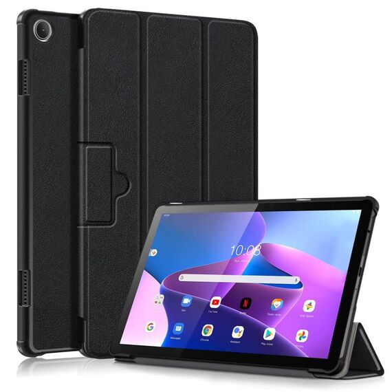 Per Lenovo Tab M10 10.1 3rd Gen 3-folding Magnetic Buckle Custer Texture Smart Tablet Case (Nero)