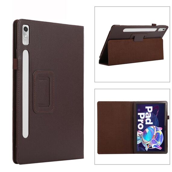 Per Lenovo Tab P11 Pro Gen 2 Custodia per tablet in pelle Litchi Texture con supporto (marrone)