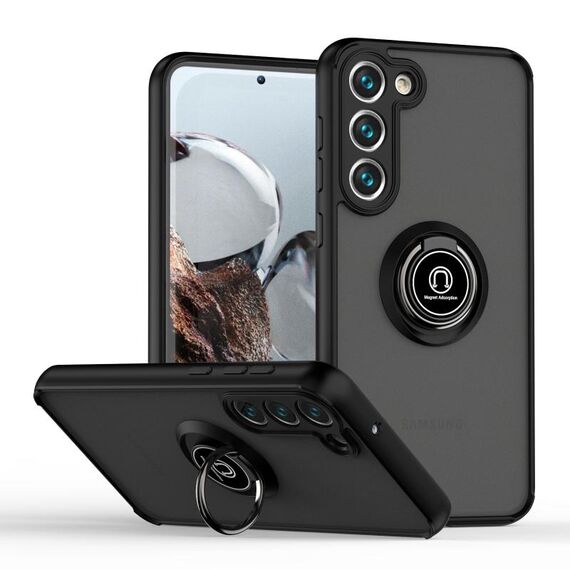 Per Samsung Galaxy S23+ 5G Q Shadow I Ring Kickstand PC e TPU Hybrid Phone Case (nero)