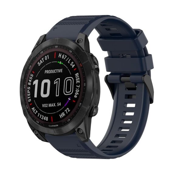 Per Garmin Fenix 7 Solar 22mm Cinturino in silicone con struttura orizzontale con strumento di rimozione (blu navy)