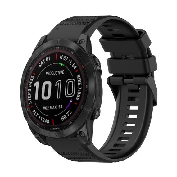Per Garmin Fenix 7 Sapphire Solar 22mm Cinturino in silicone con struttura orizzontale con strumento di rimozione (nero)