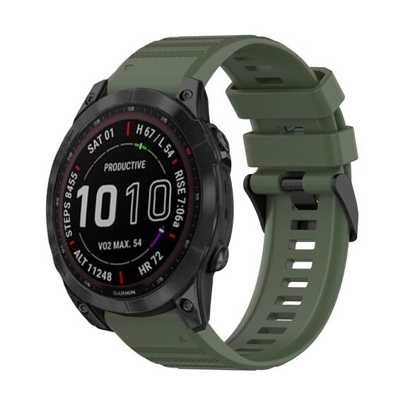Per Garmin Fenix 7 Sapphire Solar 22mm Cinturino in silicone con struttura orizzontale con strumento di rimozione (verde militare)