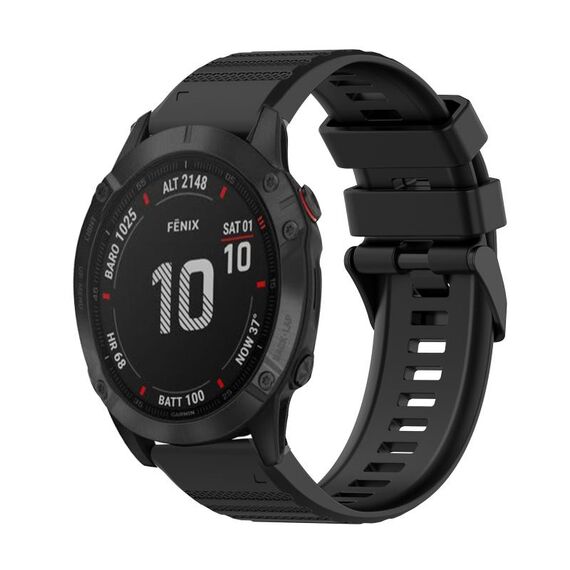 Per Garmin Fenix 6 Pro GPS Cinturino in silicone con struttura orizzontale da 22 mm con strumento di rimozione (nero)