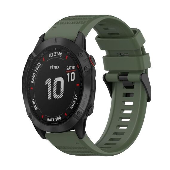 Per Garmin Fenix 6 Sapphire GPS 22mm Cinturino in silicone con struttura orizzontale con strumento di rimozione (verde militare)