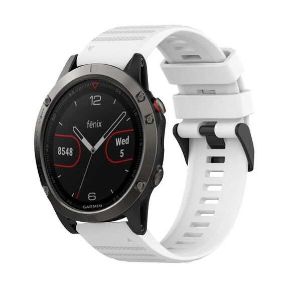 Per Garmin Fenix 5 Cinturino per orologio in silicone con struttura orizzontale da 22 mm con strumento di rimozione (bianco)