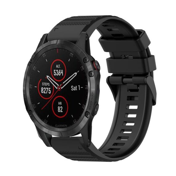 Cinturino in silicone per Garmin Fenix 5 Plus 22 mm con struttura orizzontale con strumento di rimozione (nero)