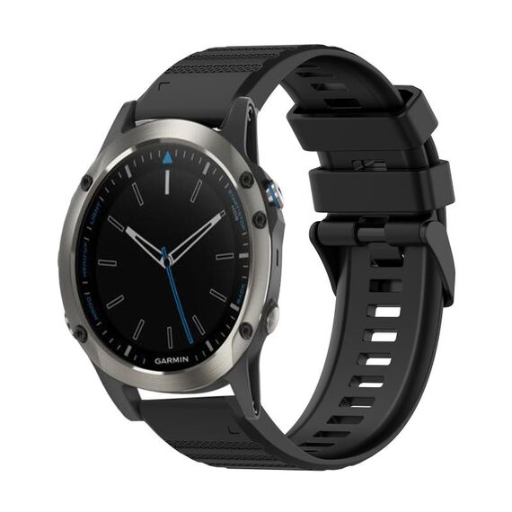 Per Garmin Quatix 5 Cinturino in silicone con struttura orizzontale da 22 mm con strumento di rimozione (nero)