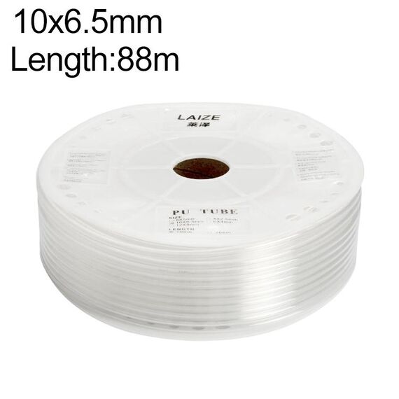 Tubo in PU flessibile per aria compressa per compressore pneumatico LAIZE, specifica: 10x6,5 mm, 88 m (trasparente)