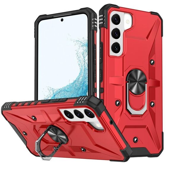 Per Samsung Galaxy S22 + 5G Custodia per telefono con supporto ad anello (rosso)