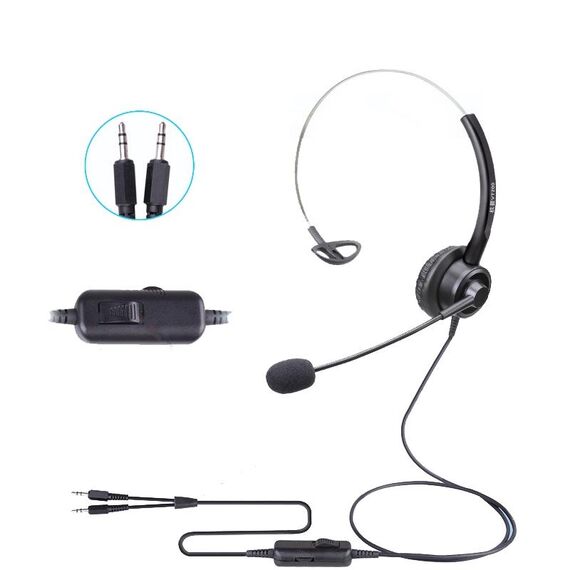 VT200 Cuffia per operatore con cuffia telefonica a orecchio singolo con microfono, specifiche: doppia spina da 3,5 mm con sintonizzazione