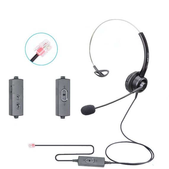 VT200 Cuffia per operatore con cuffia telefonica a orecchio singolo con microfono, specifiche: sequenza a 6 fili con testa di cristallo