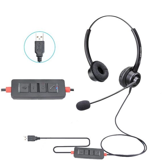 VT200D Cuffie per operatore con doppia cuffia telefonica con microfono, specifiche: testina USB con sintonizzazione