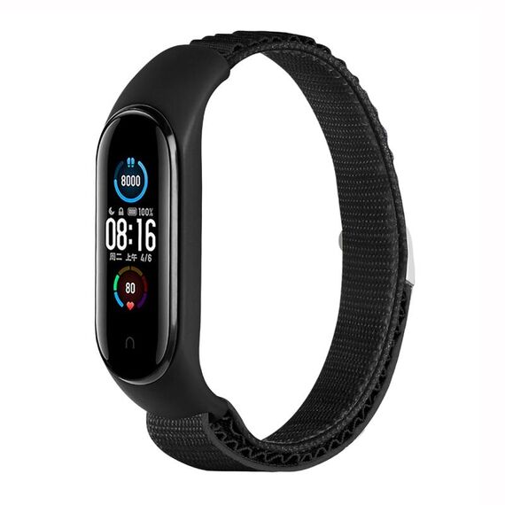 Per Xiaomi Mi Band 3/4/5/6/7 Cinturino in nylon con cinturino (nero)