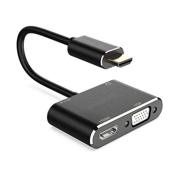 JUNSUNMAY Adattatore 1080P HDMI a HDMI + VGA Screen Splitter