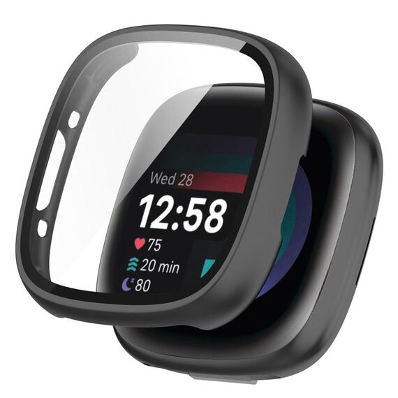 Per Fitbit Sense 2 PC + Custodia protettiva integrata con pellicola resistente (nero)