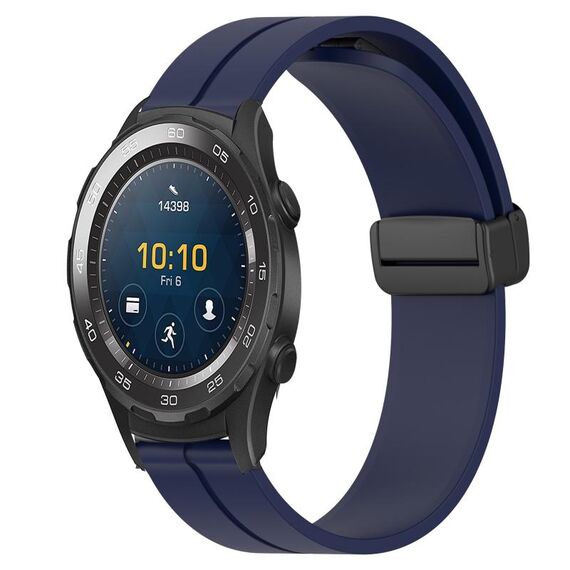 Per Huawei Watch 2 Cinturino per orologio in silicone con chiusura magnetica in tinta unita da 20 mm (blu notte)