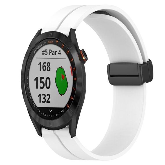 Per Garmin Approach S40 Cinturino per orologio in silicone con chiusura magnetica in tinta unita da 20 mm (bianco)