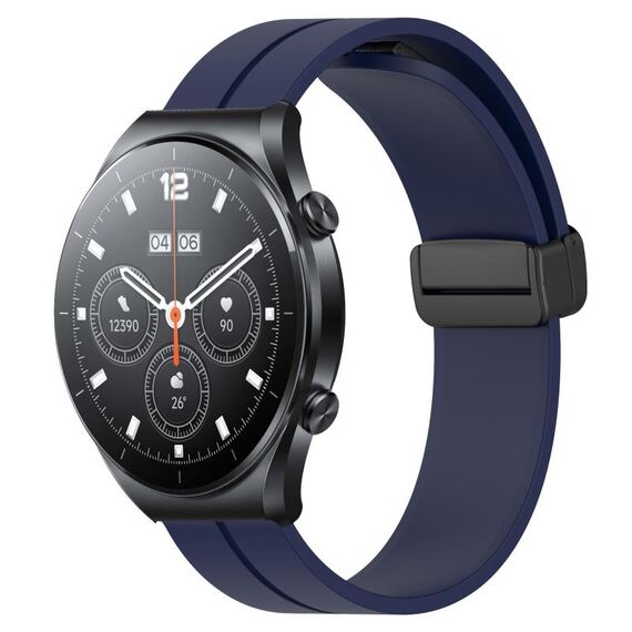 Per Xiaomi MI Watch S1 Cinturino per orologio in silicone con chiusura magnetica in tinta unita da 22 mm (blu notte)