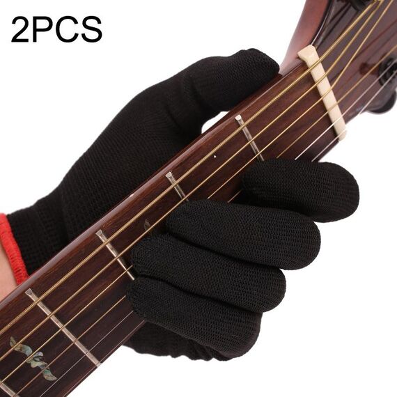2PCS Guanti per esercizi per chitarra sinistra antiscivolo resistenti all'usura in nylon per principianti, dimensioni: piccolo
