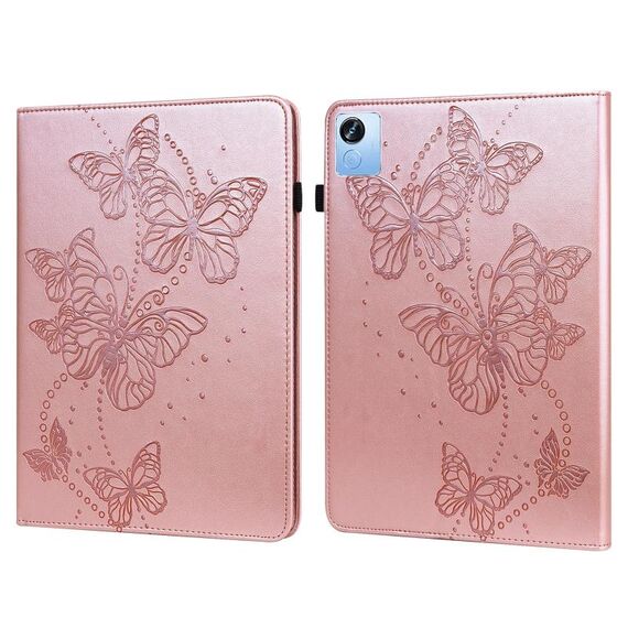 Custodia per tablet in pelle con motivo a farfalla in rilievo Realme Pad X (rosa)