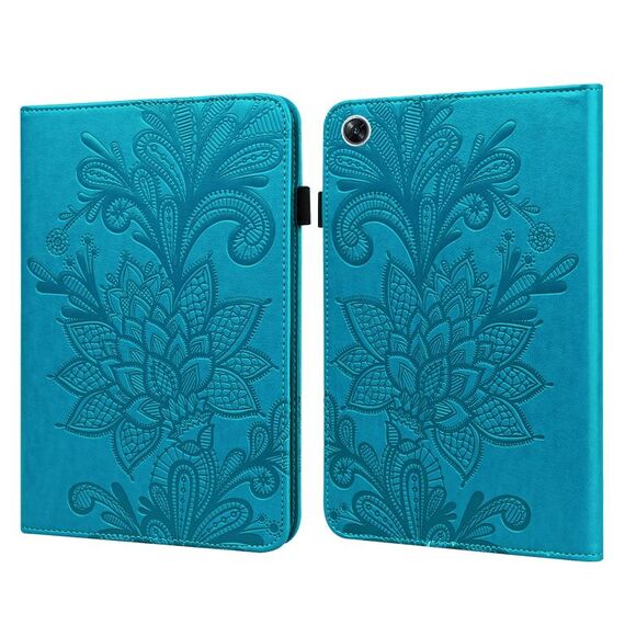 Per OPPO Pad Air 2022 Custodia per tablet in pelle con motivo floreale in pizzo (blu)