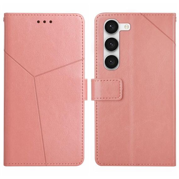 Per Samsung Galaxy S23 + 5G HT01 Custodia per cellulare in pelle con motivo a forma di Y (rosa)