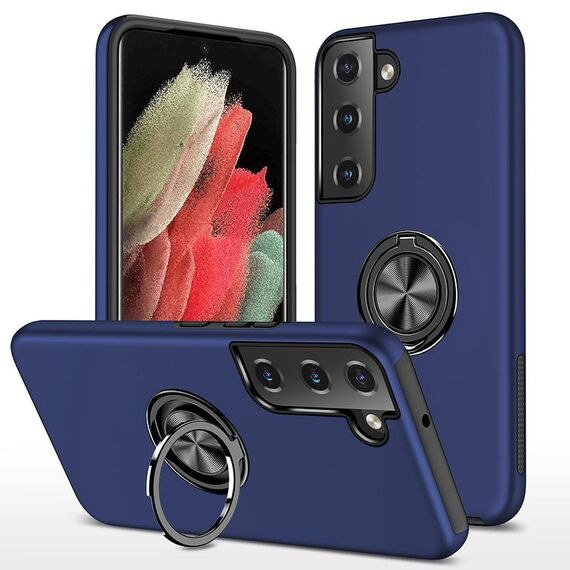 Per Samsung Galaxy S22 5G PC + Custodia magnetica in TPU con supporto per anello invisibile (blu navy)