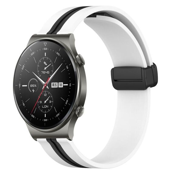 Cinturino per orologio in silicone pieghevole con chiusura magnetica da 22 mm per Huawei GT2 Pro (bianco + nero)