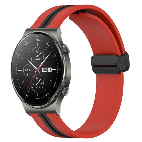 Cinturino in silicone pieghevole con chiusura magnetica da 22 mm per Huawei GT2 Pro (rosso + nero)