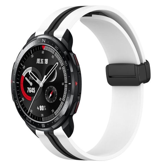 Cinturino per orologio in silicone con chiusura magnetica pieghevole For Honor Watch GS Pro da 22 mm (bianco + nero)