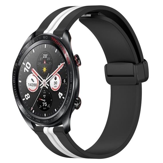 Cinturino per orologio in silicone con chiusura magnetica pieghevole For Honor Watch Dream da 22 mm (nero + bianco)