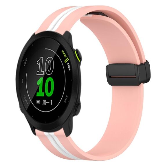Per Garmin Forerunner 158 Cinturino in silicone pieghevole da 20 mm con chiusura magnetica (rosa + bianco)