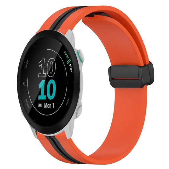Per Garmin Forerunner 55 Cinturino in silicone pieghevole da 20 mm con chiusura magnetica (arancione + nero)