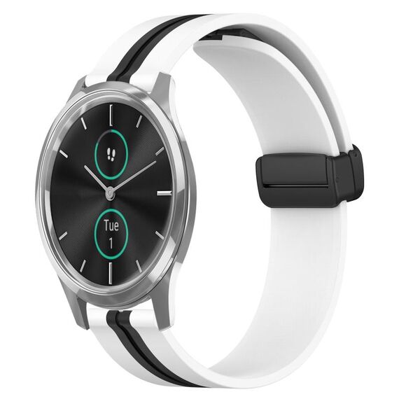 Per Garminmove Luxe cinturino in silicone pieghevole da 20 mm con chiusura magnetica (bianco + nero)