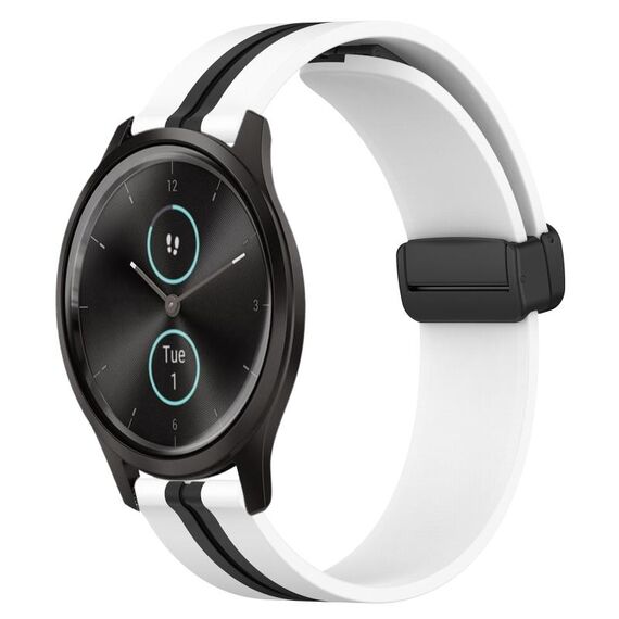 Per Garmin Garminmove Style 20mm Cinturino pieghevole in silicone con chiusura magnetica (bianco + nero)