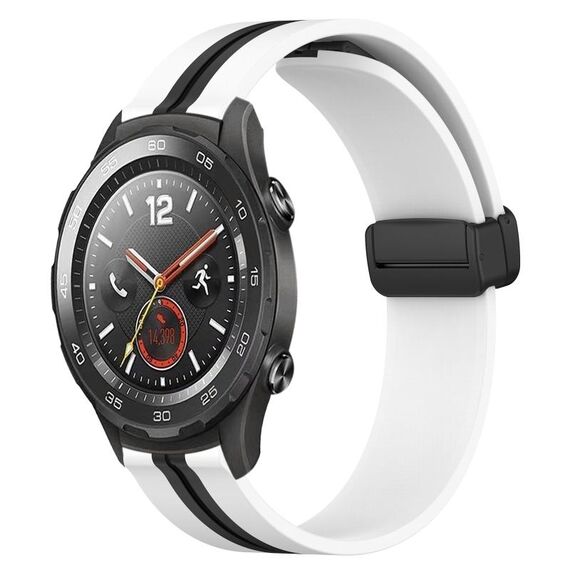Per Huawei Watch 2 Cinturino in silicone pieghevole da 20 mm con chiusura magnetica (bianco + nero)