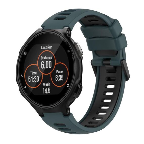 Per cinturino in silicone bicolore Garmin Forerunner 735 / 735XT (verde oliva + nero)