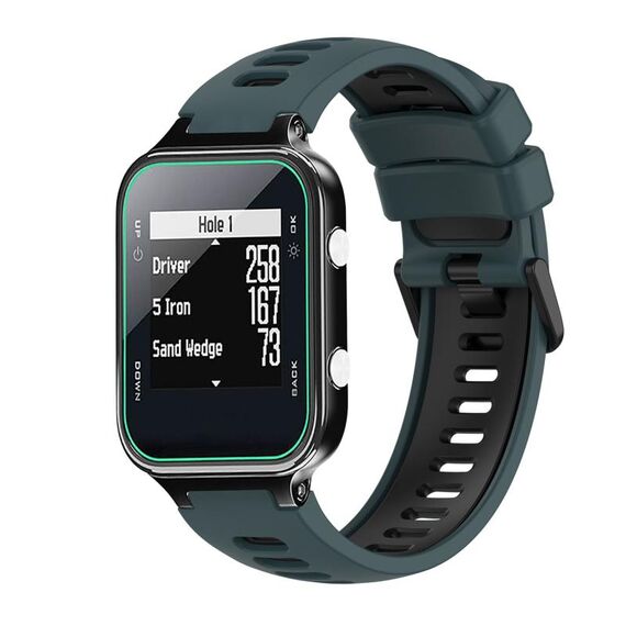 Per cinturino in silicone bicolore Garmin Approach S20 (verde oliva + nero)