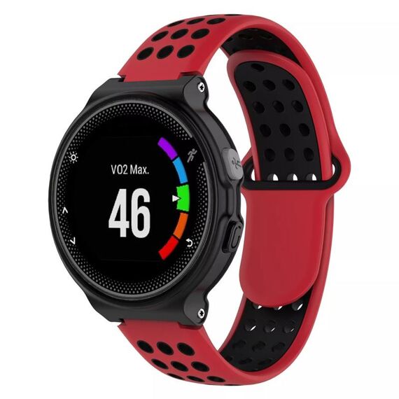 Per Garmin Forerunner 230 cinturino in silicone traspirante perforato bicolore (rosso + nero)
