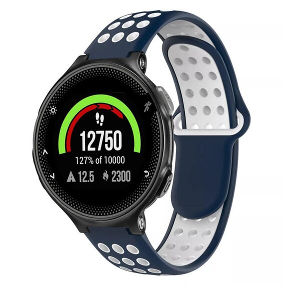 Per Garmin Forerunner 235 cinturino in silicone traspirante perforato bicolore (blu notte + bianco)
