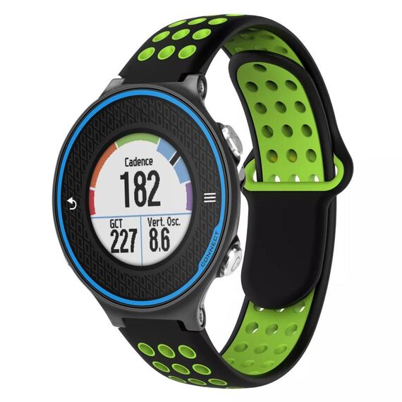 Per Garmin Forerunner 620 cinturino in silicone traspirante perforato bicolore (nero + verde)
