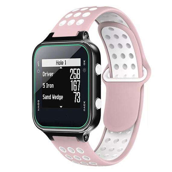 Per Garmin Approach S20 cinturino in silicone traspirante perforato bicolore (rosa + bianco)