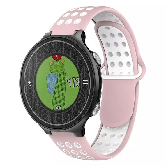 Per Garmin Approach S6 Cinturino in silicone traspirante perforato bicolore (rosa + bianco)
