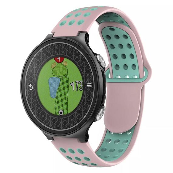 Per Garmin Approach S6 Cinturino in silicone traspirante perforato bicolore (rosa + verde acqua)