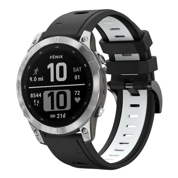 Per Garmin Fenix 7 22mm Cinturino sportivo in silicone bicolore (nero + bianco)