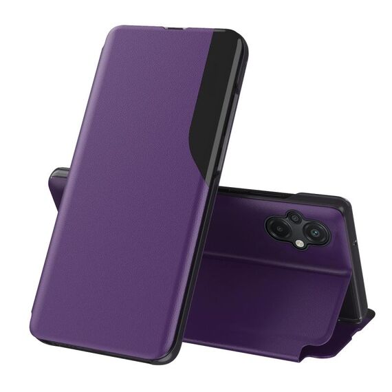 Per Xiaomi Poco M5 Custodia per telefono in pelle con adsorbimento del display laterale (viola)