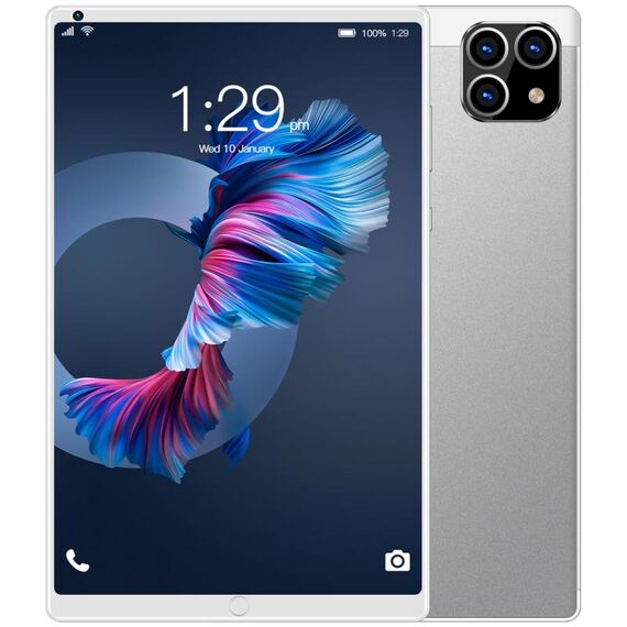 Tablet PC K10 3G per chiamate telefoniche, 8,0 pollici, 1 GB + 16 GB, Android 5.1 MT6592 Octa Core, supporto Dual SIM, WiFi, BT, GPS (bianco)