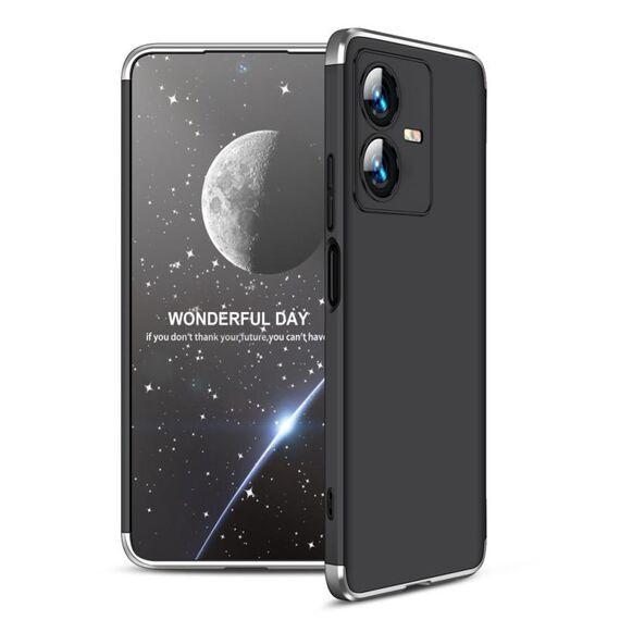 Per vivo Y22 / Y22s GKK Custodia per telefono PC a copertura totale con giunzione a tre stadi (argento nero)