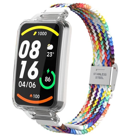 Per Xiaomi Mi Band 7 Pro Cinturino integrato con fibbia in nylon intrecciato (arcobaleno)