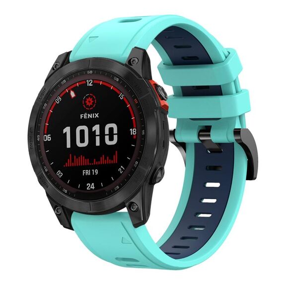 Per Garmin Fenix 7 Solar 22mm Cinturino sportivo in silicone bicolore (verde menta + blu)